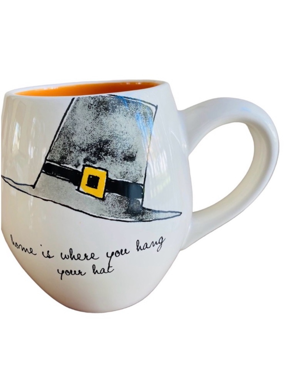 RAE DUNN MAGENTA MUG HOME IS WHERE YOU HANG YOUR HAT NOVELTY CUP